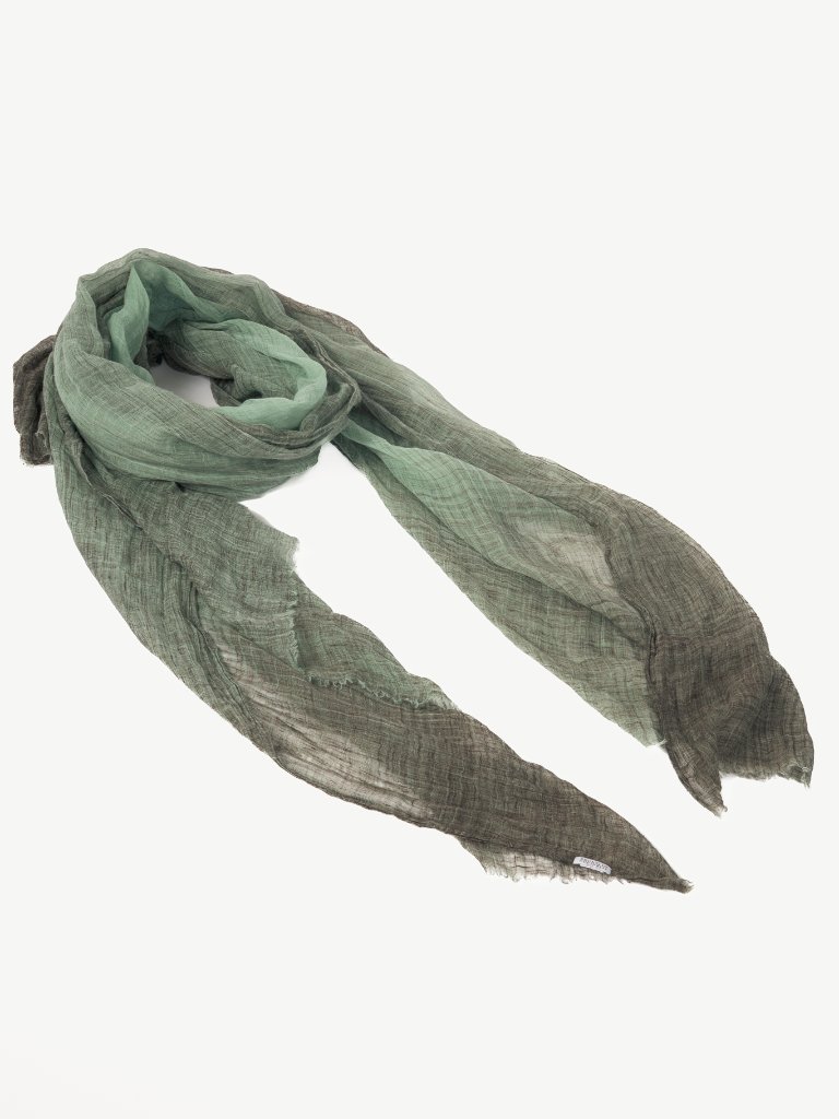Brunello Cucinelli Green & Grey Gradient Gauze Scarf